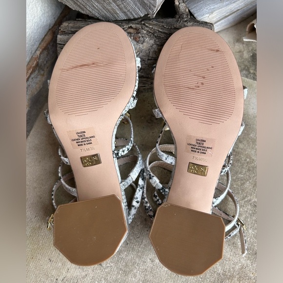 LOUISE ET CIE Leeba embelished heeled sandal python embossed leather Sz-7.5M. I - Picture 9 of 11